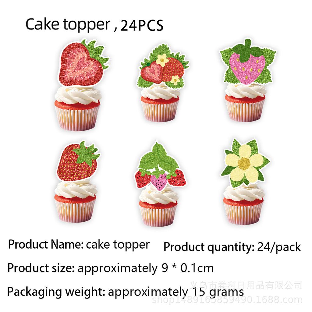 Summer Strawberry Theme Party Decoration Banner Strawberry Flag Big Power Strip Small Power Strip Party Balloon