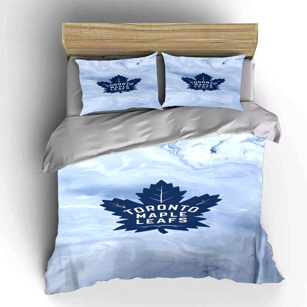 "Toronto Maple Leafs Logo Bedding" Print Bedding Set Duvet Cover Pillowcases (1* Duvet Cover 2* Pillowcases Do Not Include Comforter)
