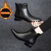 Women Ankle Boots  Autumn Winter Zip PU Leather Thick Low Heel Belt Buckle Casual Shoes Plus Velvet Bota Feminina Cano Curto