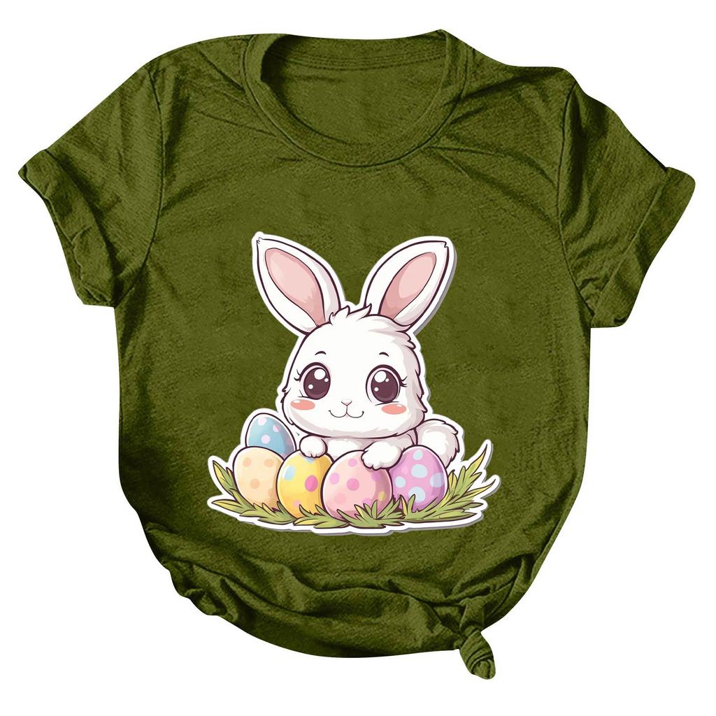 Women's Fashion Casual Printed Round Neck Pullover Short Sleeve T-Shirt Top