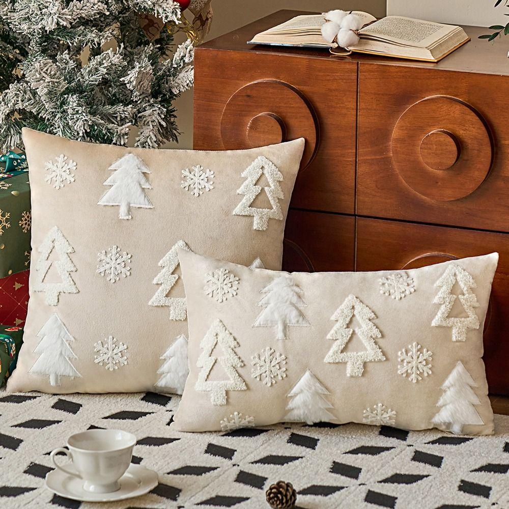INS Style Throw Pillowcover Christmas Tree Cushion Cover Velvet Christmas Pillowcase Sofa/Bed