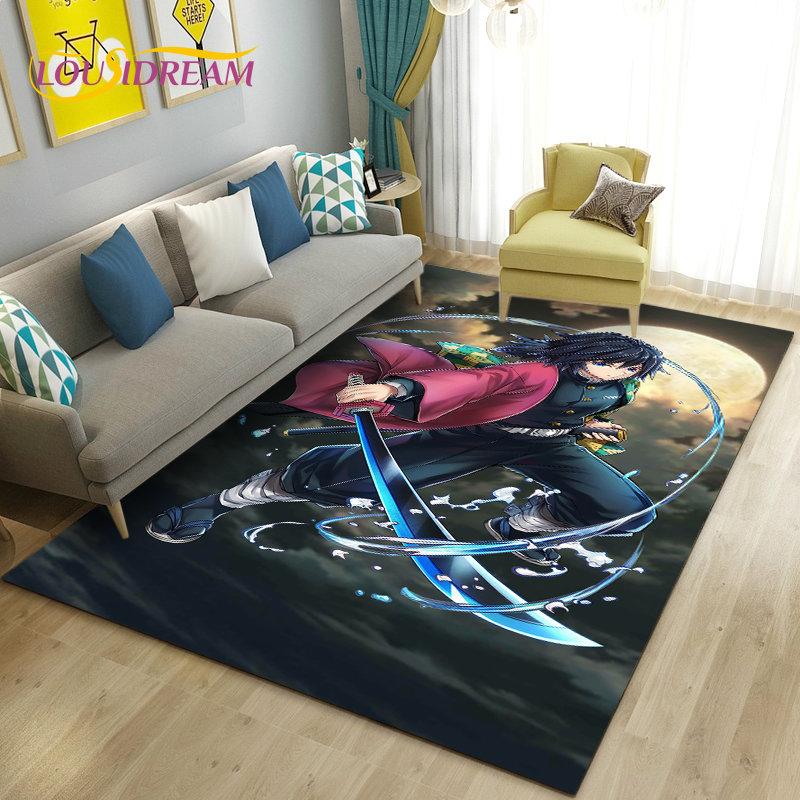 3D ковер с рисунком убийцы демонов, большой ковер, ковер для гостиной, спальни, дивана, коврик для украшения, детские игры, нескользящий напольный коврик