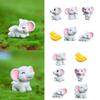 6pcs Resin Elephant Figurine for Table Decors Realistic Elephant Model Statue Figurines Set House Ornament Cake Decors