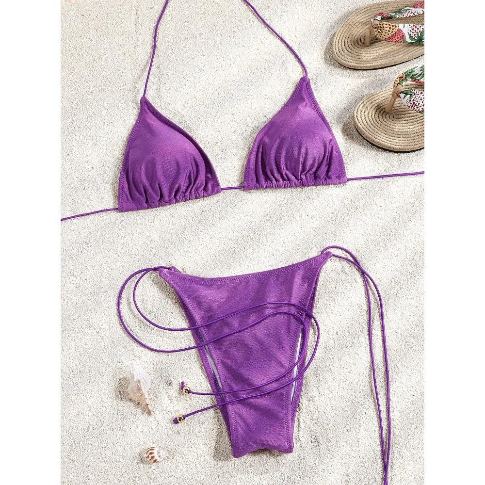 Bikini String Swimsuit Sexy Female Bathsuit Women Swimwear High Cut Bathwear Bandage Biquini Leopard Two Pieces Suit