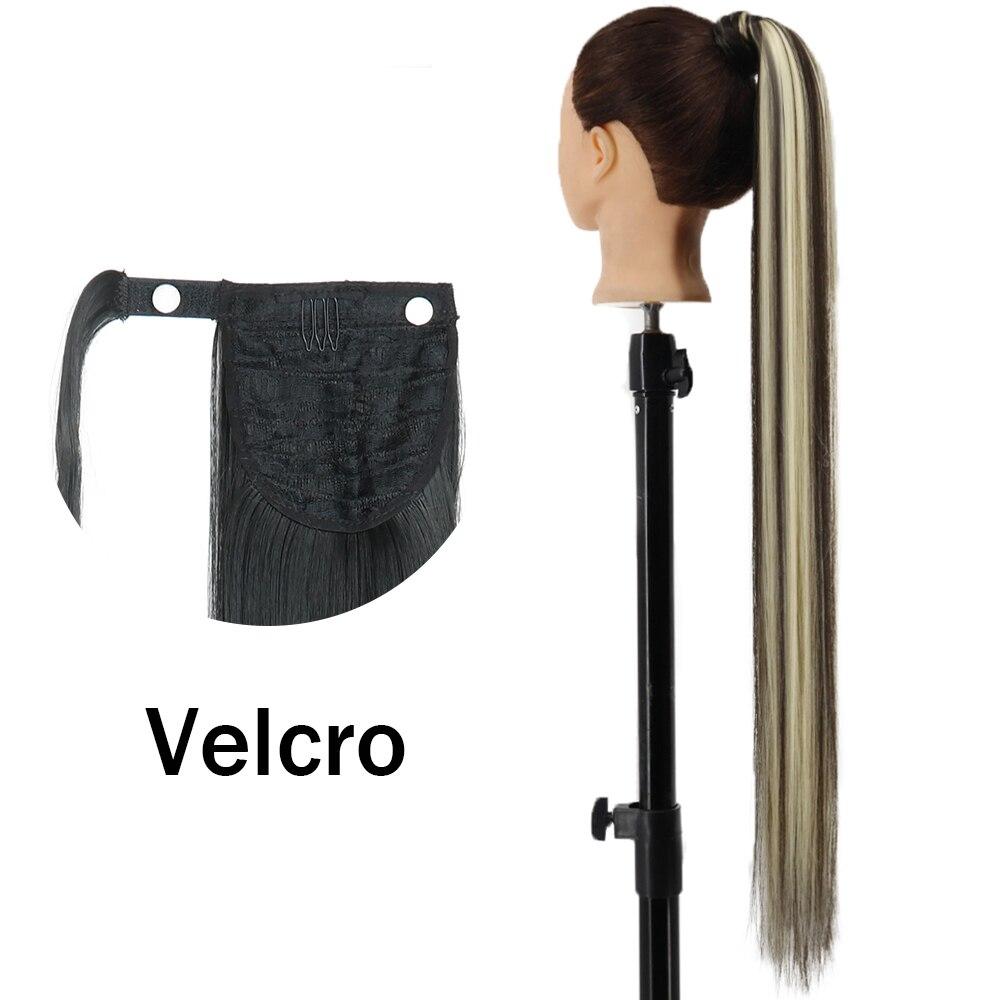 XINRAN Женский супер длинный прямой парик с хвостиком, красочный галстук-бабочка на липучке, наращивание волос с конским хвостом, синтетический термостойкий конский хвост