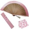 Fan Fan Set with Sakuramai [Osaka Choseido] Fan, Women's, Stylish, Business, Bag, Holder, Handkerchief, (Pink)