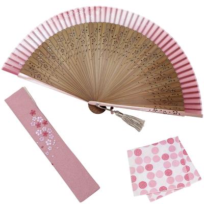 Стильный деловой набор с веером, чехлом и платком Sakura Mai [Osaka Choseido] для женщин - (розовый)