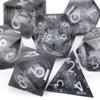 7 шт., черная смола, струящийся песок, белый номер, острые края, многогранные кости, подходящие для ролевой настольной игры