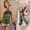 Sexy lingerie fairy cheongsam cos neck-hanging silk perspective hip-wrapping uniform reticulated flirting lingerie