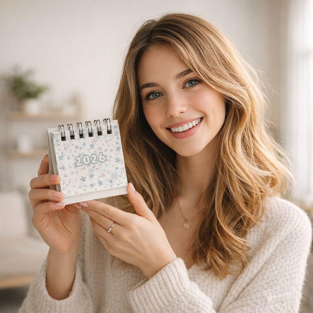 Mini Desktop Calendar Coil Binding Schedule Planner Cute 2026 Desk Calendar Office School Supplies