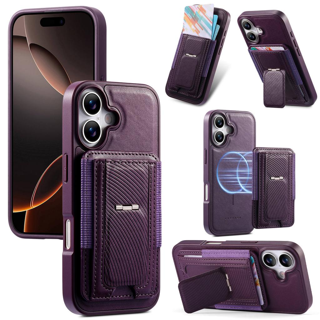 CASENEO Чехол для iPhone 17 со складной подставкой, ТПУ, ПУ-кожа, ПК, карман для карт, магнитная крышка телефона, совместим с MagSafe