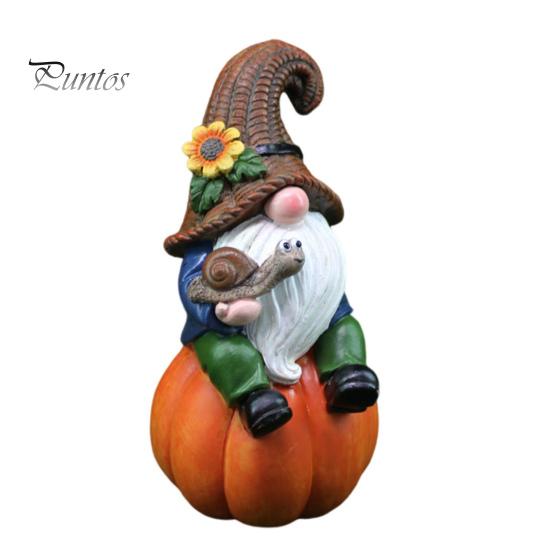 Садовая тыква Гном Фигурка держащая улитку Сидящий гном Эльф Статуэтка из смолы Скульптура для дома и улицы День благодарения Праздник урожая Осень Рабочий стол