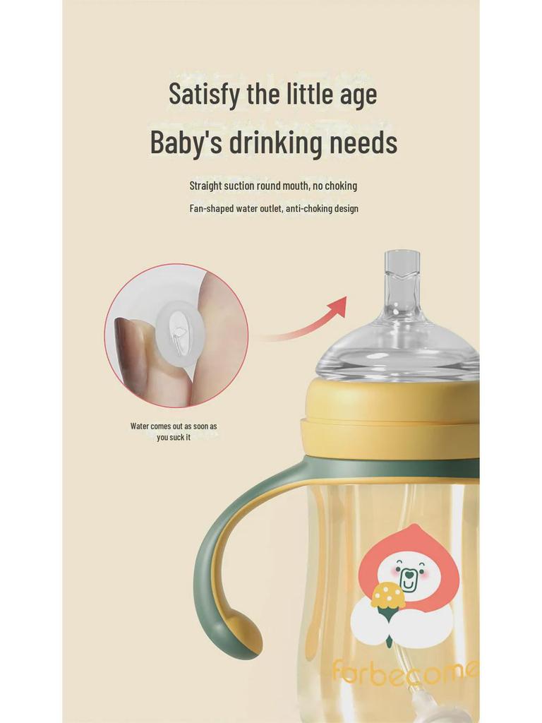 Бутылочка для кормления из полипропилена с широким горлом, антиколиковая, устойчивая к падениям, силикон с трубочкой