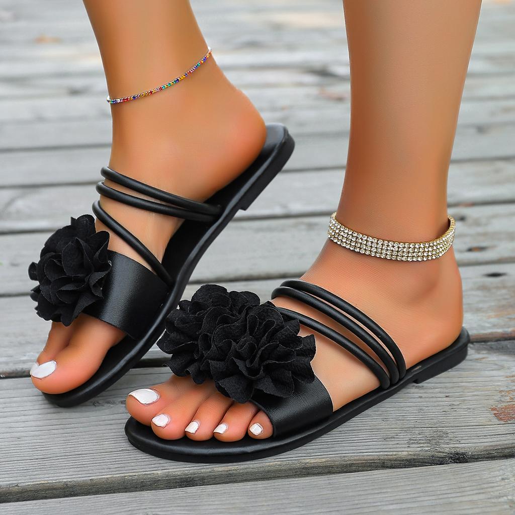 Модные женские тапочки Ручная работа Цветочные туфли Женские Мягкая подошва Нескользящие Женские тапочки Лето Путешествия Отпуск Пляжные сандалии Шлепанцы Женские