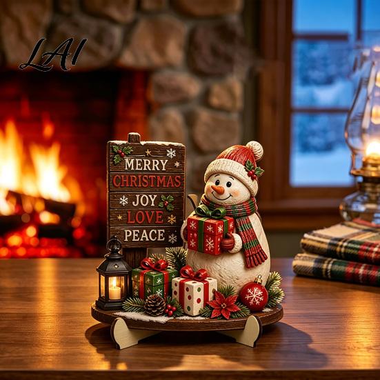 Rustic Christmas Door Sign Wooden Table Sign 2D Flat Santa Claus/Snowman Reading Desktop Ornament Festival Atmosphere Decor with Stand Holiday