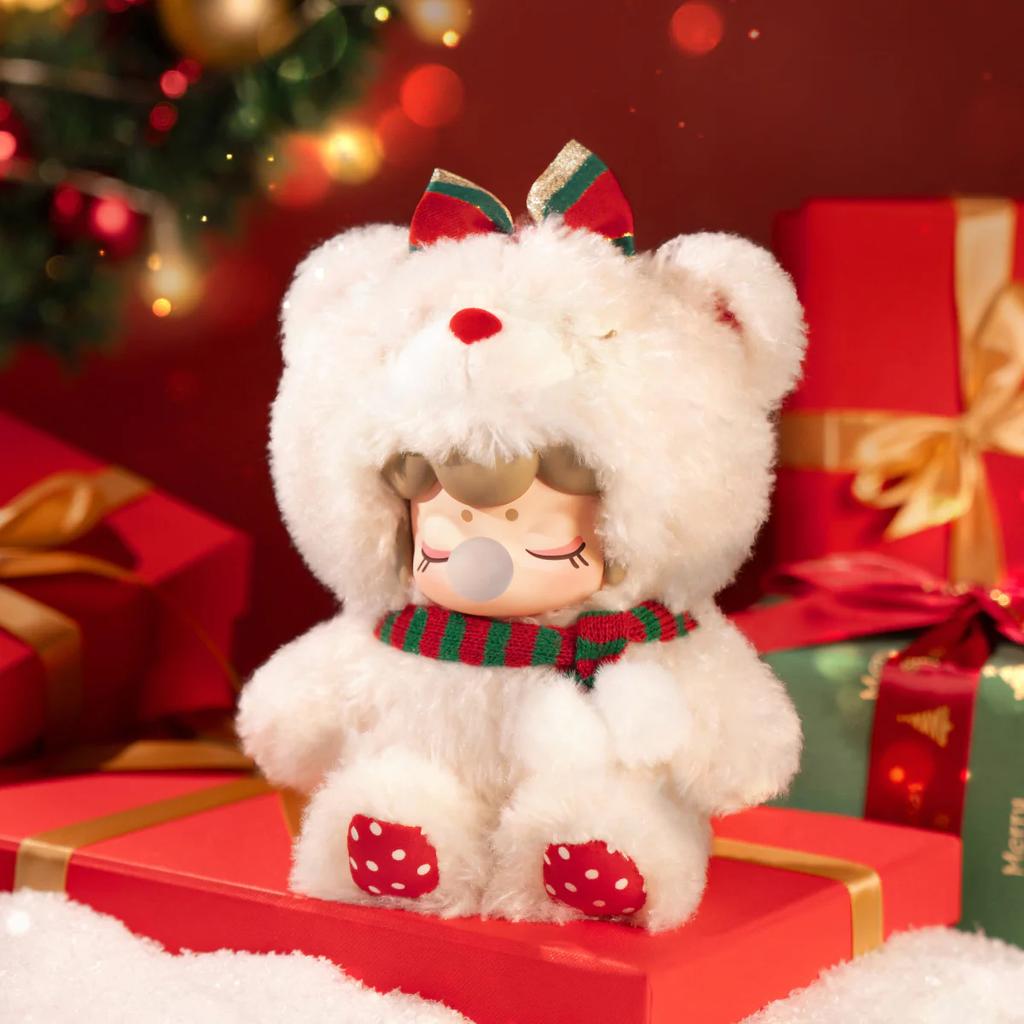 ROBOTIME Rolife Nanci Christmas Bear Plush Pendant Soft Lambswool Keychain for Bag Classic Holiday Decor Ideal Gift For Girl
