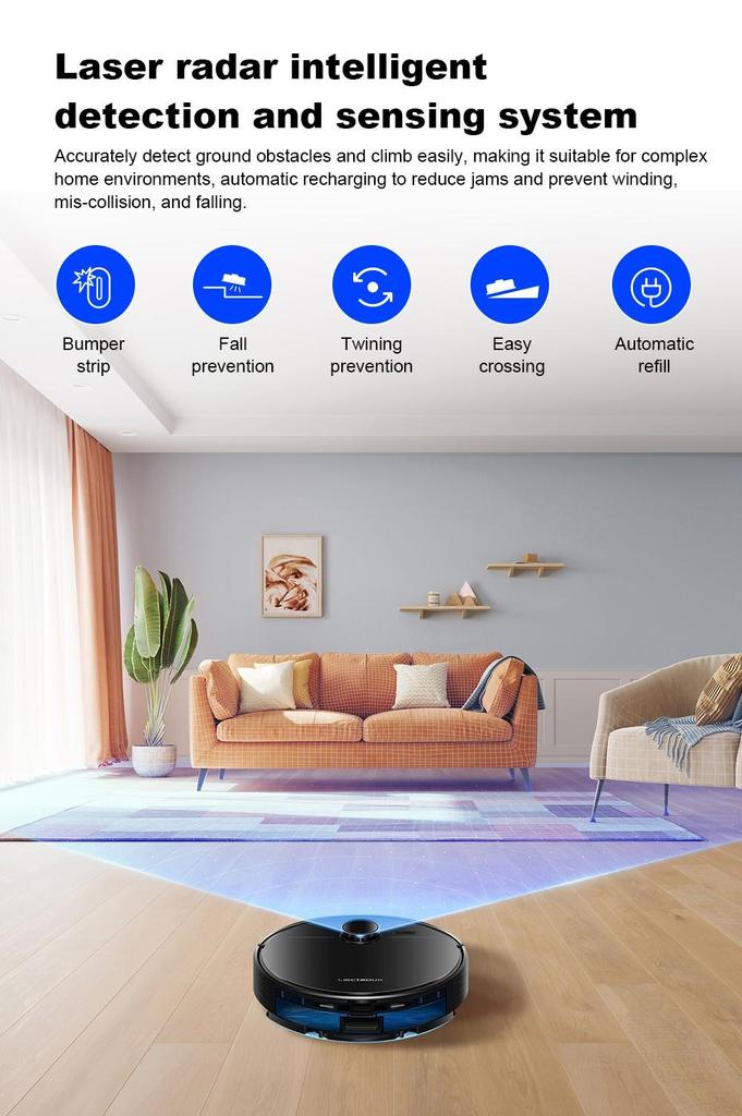 Liectroux M70 Pro Lidar Robot Vacuum Cleaner with Self-emptying Dustbin, Multi-floor Map Storage, 6500Pa Strong Suction