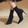 Women's Shoes 2024 High Quality Ankle Women's Boots Fashion Slip-on Office and Career Sexy Pointed Toe Solid Shoes for Women