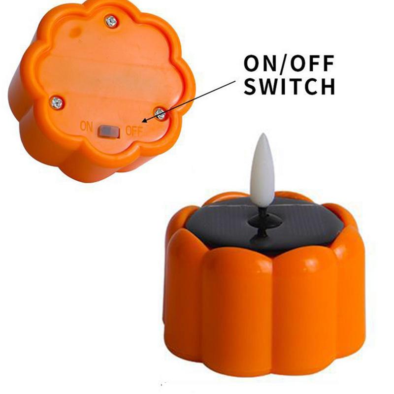 Тыквенные свечи 6 шт. мерцающие свечи для Хэллоуина мерцающие солнечные тыквенные чайные свечи для вечеринки дома центральный элемент