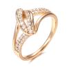 Kinel Rose Gold Color Ring For Women Cubic Zirconia Crystal Flower Bridal Wedding Rings
