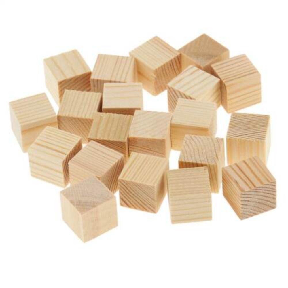 10pcs Unfinished Blank Wooden Square Block Woodwork Craft Handmade Material Kids Toy Wooden Cube