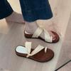 Summer Versatile Retro Round Head Set Toe Word with Thick Bottom Sandals Women Summer Soft Bottom Cool Slippers