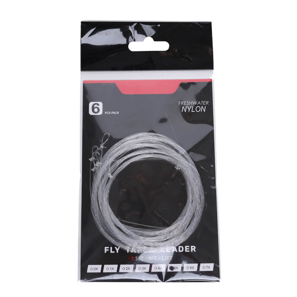 Raprance Pre-Tied Loop Tapered Leader Fly Fishing Leader 6 Pack, 9FT,Nylon Clear Fly Line Leader 3X 4X 5X 6X