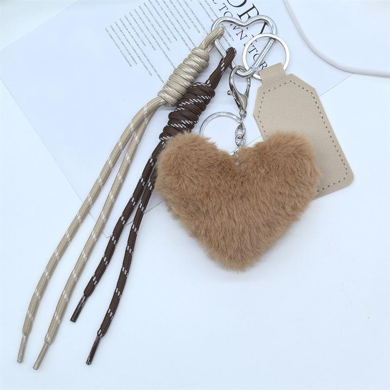 Plush Heart-Shaped Mobile Phone Lanyard, Plush Heart-Shaped Pendant, Bag Pendant, Heart-Shaped Keychain Accessory