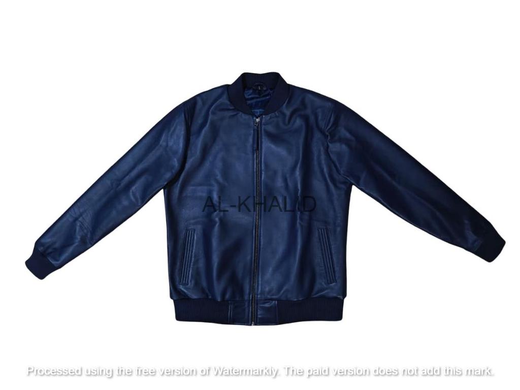 Мужская куртка Blue Bomber Handmade из натуральной овчины с полосками Мягкая стильная