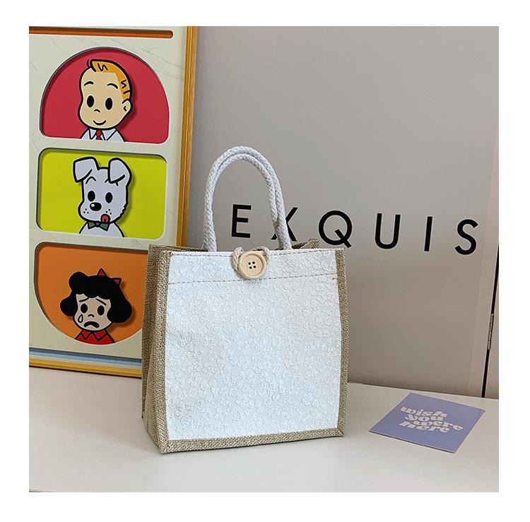 Инс стиль мода клетчатая портативная льняная сумка большая вместимость квадратное дно джутовая хозяйственная сумка лен водонепроницаемая подарочная сумка