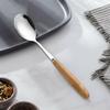 Wooden Handle Spoon Stainless Steel Serving Tablespoons Rust-Proof Dinner Spoon for Home Kitchen Restaurant Picnic