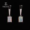 Colorful October Birthstone Natural Opal Earrings 925 Silver Elegant Noble Women's Anniversary & Holiday Gift