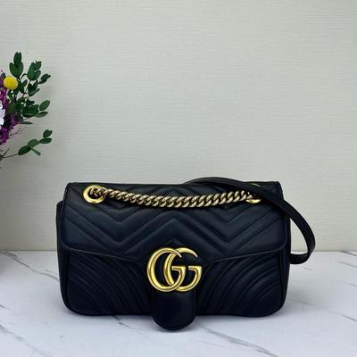 [Б/У] Сумка GG Marmont Small Matelassé на плечо 'Черная' - Отличное состояние #TUHWWS