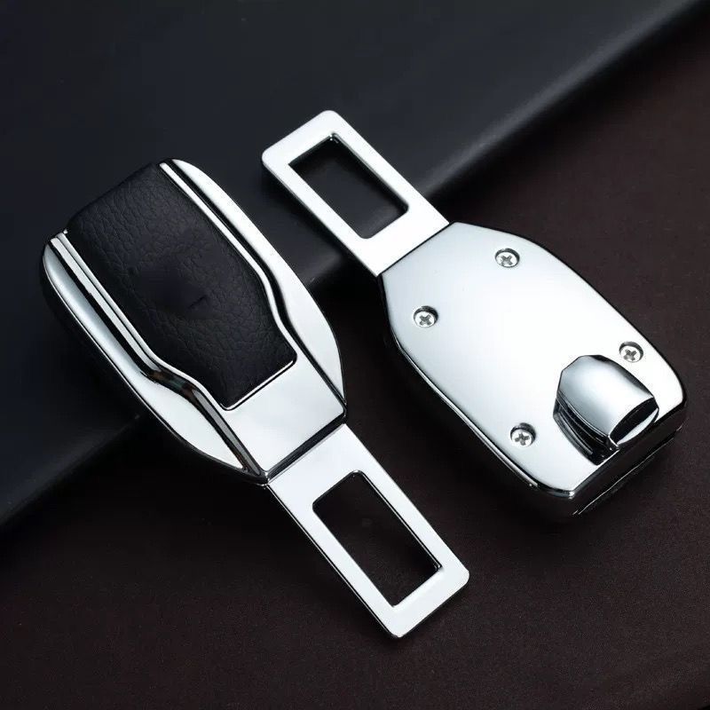 2-Pack Car Seat Belt Buckle Extender Clip - Universal Safety Belt Tongue Adapter for Most Vehicles - Easy Install Metal Lock Insert