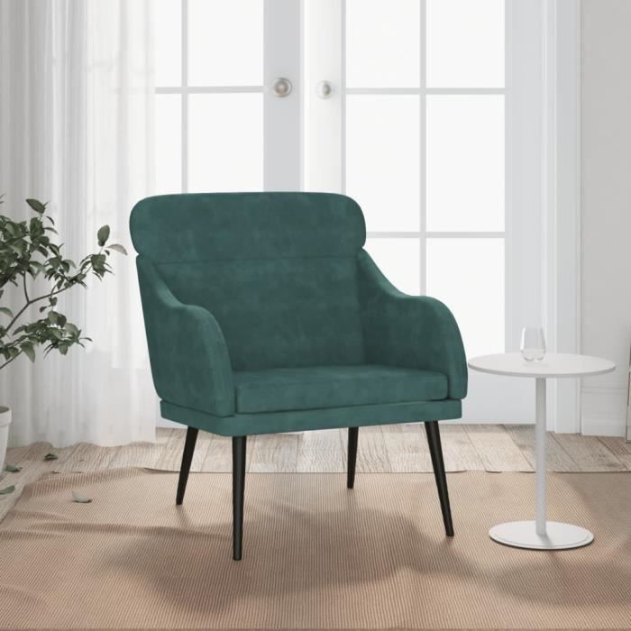 351438 vidaXL Armchair Dark Green 63x76x80 Cm Velvet