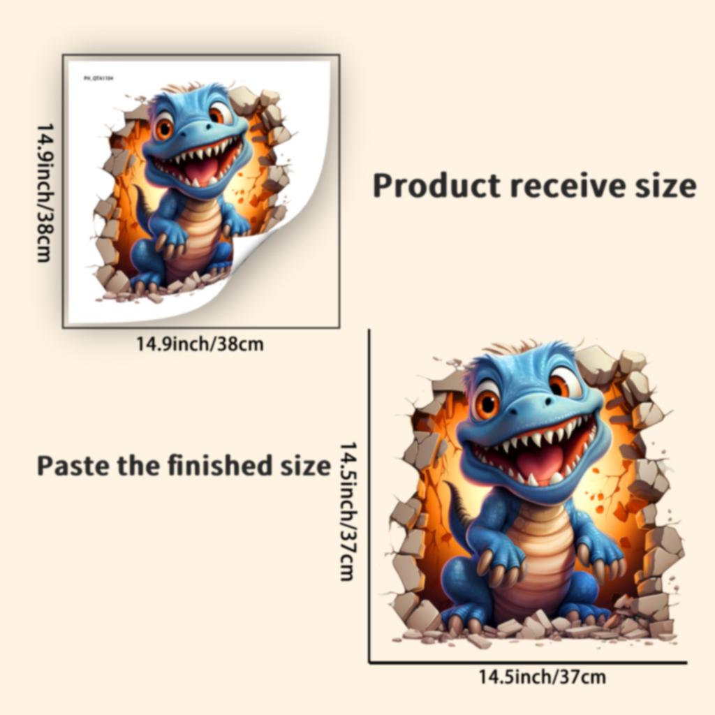 Древнее Существо Пробивающее Стену Динозавр 3D Наклейка на Стену Креативный Домашний Декор Съемная Самоклеящаяся