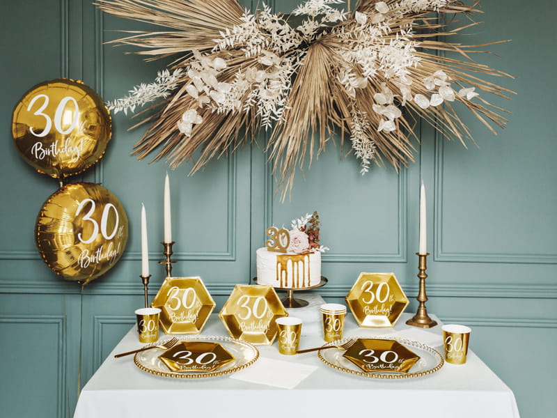 Partydeco Świeczka Urodzinowa Liczba 30 Złota 7,5Cm