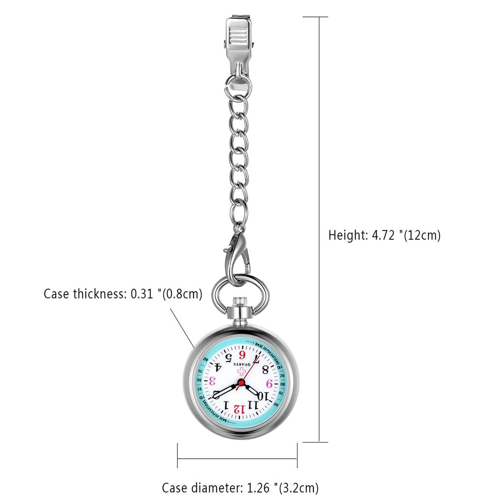 Lancardo Watch Nurse Short Chain Watch Analog Pocket Watch Clip Amazon Keychain Watch Waterproof Nurse Watch Pulse Measurement Scale Pocket Watch
