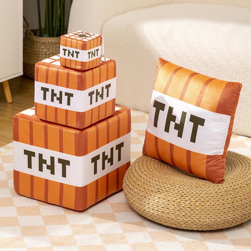 Плюшевая подушка-блок ТНТ из Minecraft с местом для хранения для декора игровой комнаты. В комплекте специальные персонажи.