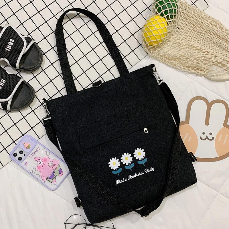 Canvas Bag Girls Single Shoulder Crossbody Bag Multifunctional Shoulder Bag Large Capacity Cartoon Handbag Wholesale