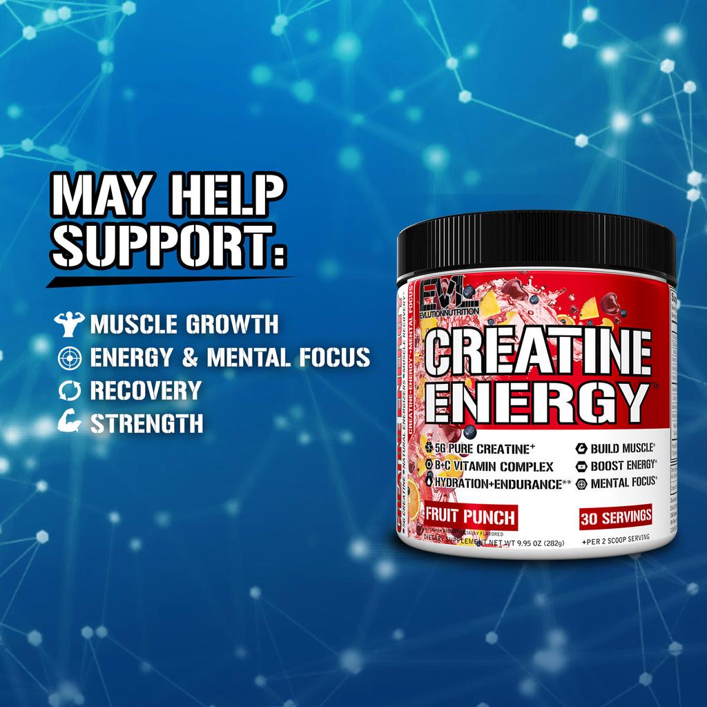EVLution Nutrition Creatine Energy™, Фруктовый пунш, 9,95 унции (282 г)