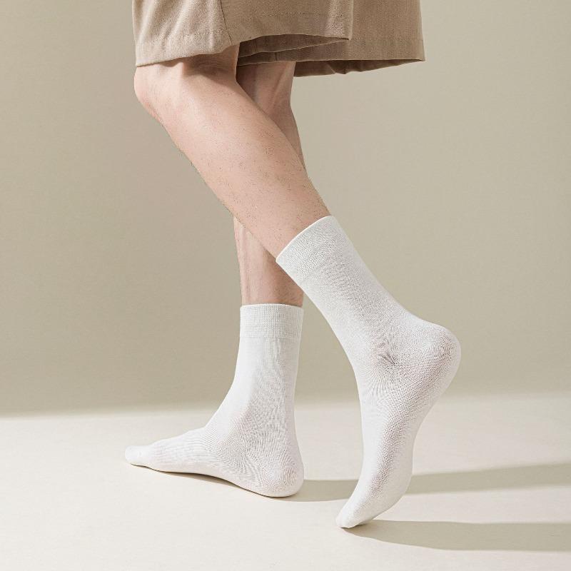 Мужские осенне-зимние деловые повседневные носки до середины икры, не скатывающиеся универсальные однотонные носки до икры, хлопковые влагоотводящие носки