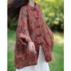 Chinese Style Print Loose Buckle Long Sleeves Shirt Woman Spring Vintage Personality Shirt