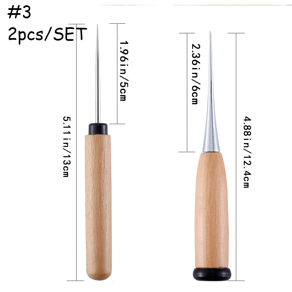DIY Stitch Wooden Handle Punching Awl Tool Leather Craft Hole Maker