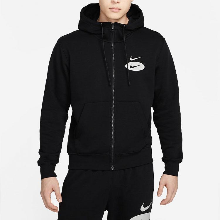 Nike Sportswear Swoosh League Fleece-Lined Zip Hoodie Jacket Men Outerwear Black DM5341-010