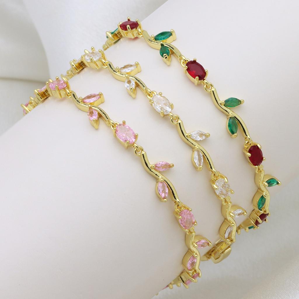 Растение Ветер Цветы Цветение Циркон Медь Позолоченный Браслет Браслет