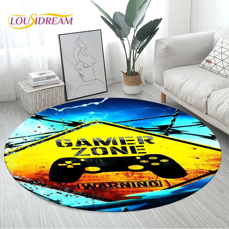 3D Cartoon Gamer Game Controller Area Rug Large,Round Carpet Rug for Living Room Bedroom Sofa Decor,Kid Play Non-slip Floor Mat