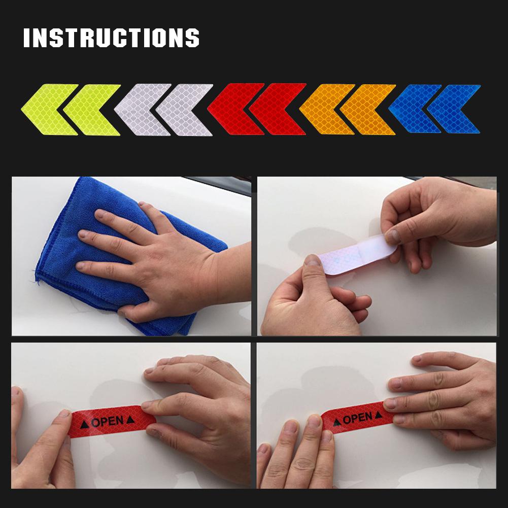 2Pcs Car Reflective Sticker Arrows Pattern Warning Decals For Motorcycle Auto Tail Bar Bumper Safety