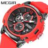 Red Watch Men Military Sport Silicone Strap Chronograph Quartz Wristwatch with Luminous Hands Date 3atm Waterproof Orange