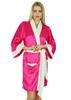 Bimba Women Short Satin Robe Velvet Belt Getting Ready Bridesmaid Robe